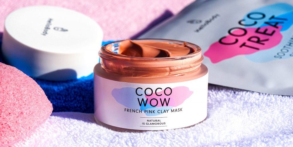 HELLOBODY Coco Treat Soothing Face Sheet Mask & Coco Wow French Pink Clay Mask & Konjac Cleansing Sponge - Highendlove